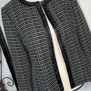Brandon Thomas open cardigan Sz 10 shoulder pads small blazer light jacket